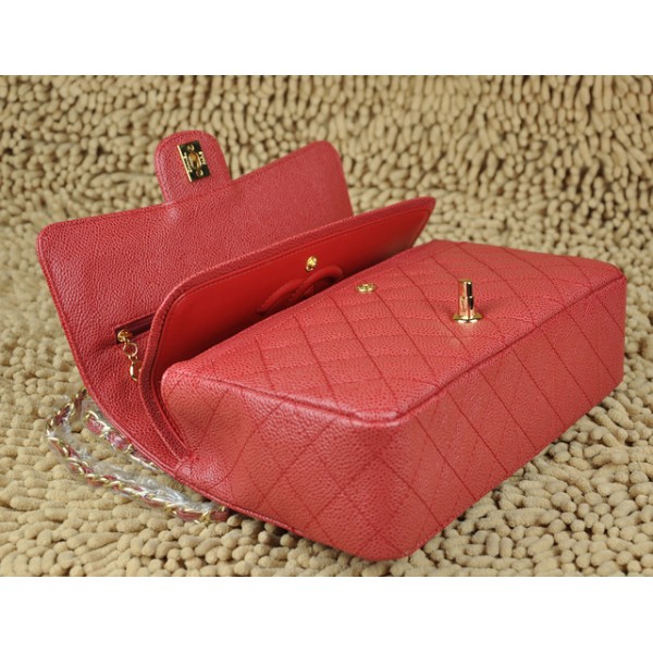 Chanel A01112 Borse Classic Flap In Caviar Red Con Hardware Oro