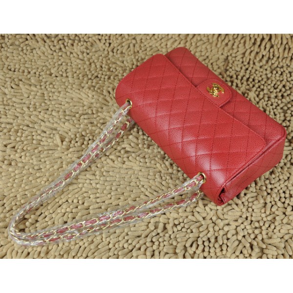 Chanel A01112 Borse Classic Flap In Caviar Red Con Hardware Oro