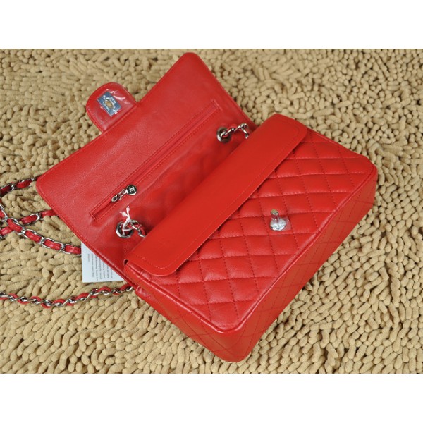 Chanel A01112 Classic Rosso Flap Bag In Pelle Di Agnello Con Har