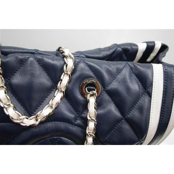 Borse Chanel 36047 Agnello Blu Con Doppia Firma Logo C