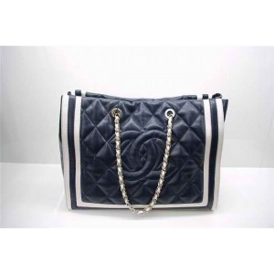 Borse Chanel 36047 Agnello Blu Con Doppia Firma Logo C