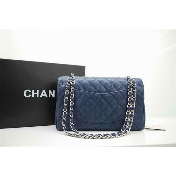 Borse Chanel A01112 In Pelle Caviar Blue Con Hardware Argento