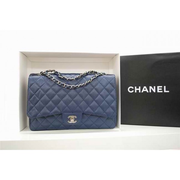 Borse Chanel A47600 Flap In Pelle Nera Con Oro Hw Jumbo