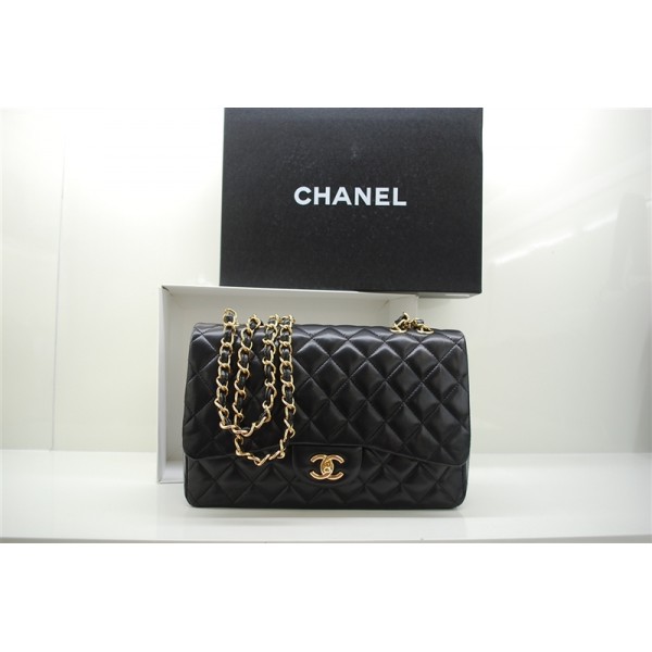 Borse Chanel A47600 Flap Pelle Di Agnello Nero Con Hardware Oro