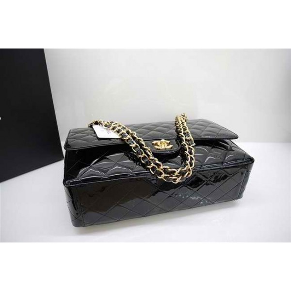 Borse Chanel A47600 Maxi Flap In Vernice Nera Con Oro Hw