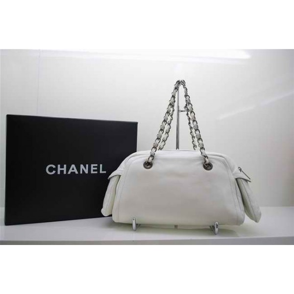 Borse Chanel A47977 Bowling In Pelle Caviale Bianco