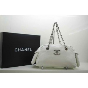 Borse Chanel A47977 Bowling In Pelle Caviale Bianco