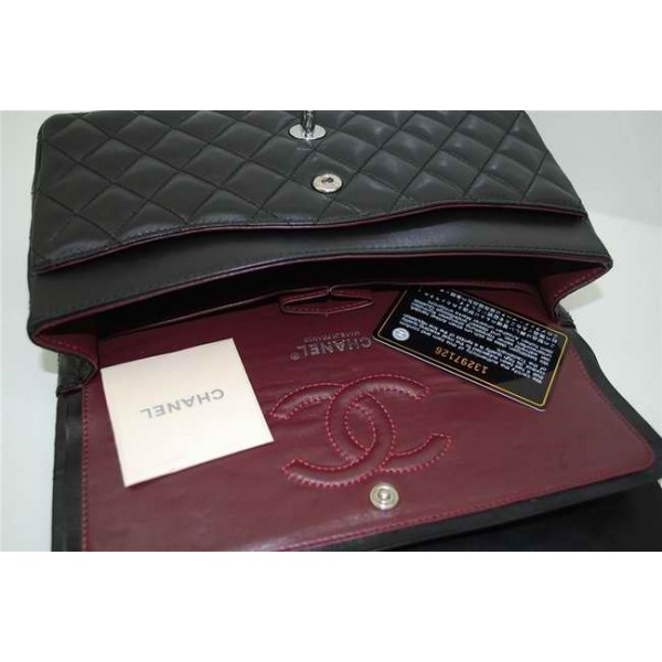 Borse Chanel Flap A01112 Nero Agnello Con Silver Hw