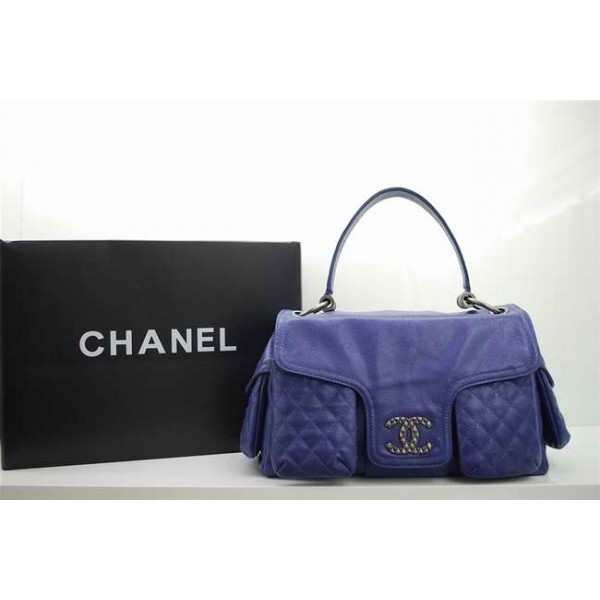 Chanel 2010 Borse In Pelle Blu Grande Mademoiselle