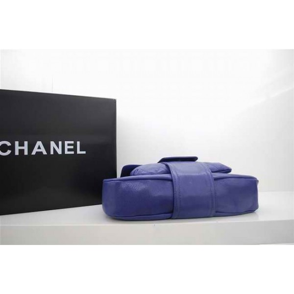 Chanel 2010 Crystal Caviar Blue Leather Shoulder Bag