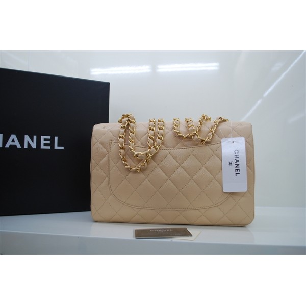 Chanel 2010 Jumbo Flap Borse Caviar Leather Beige Con Oro Hw