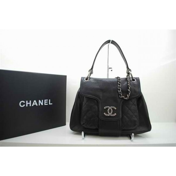 Chanel 2010 Nero Cristallo Caviar Borse A Spalla In Pelle