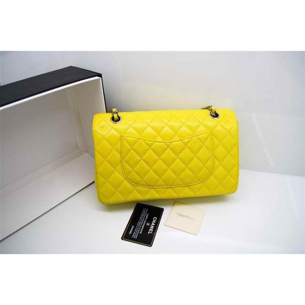 Chanel A01112 Giallo Caviar Flap Borse In Pelle Con Silver Hw