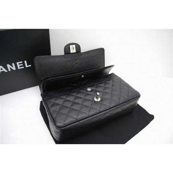 Chanel A01112 Nero Caviar Flap Borse In Pelle Con Hardware Argen