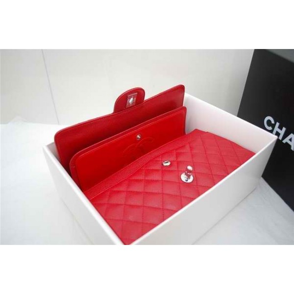 Chanel A01112 Rosso In Pelle Borse Caviar Con Silver Hw