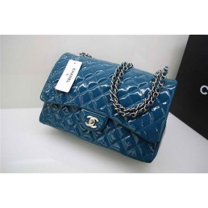 Chanel A47600 Dark Blue Patent Leather Flap Borse Maxi Con Ecs