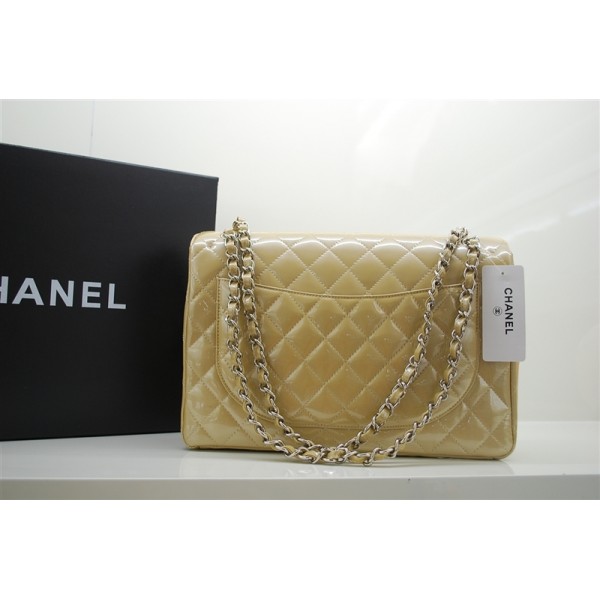 Chanel A47600 Flap Borse In Vernice Con Maxi Oro Argento Hw