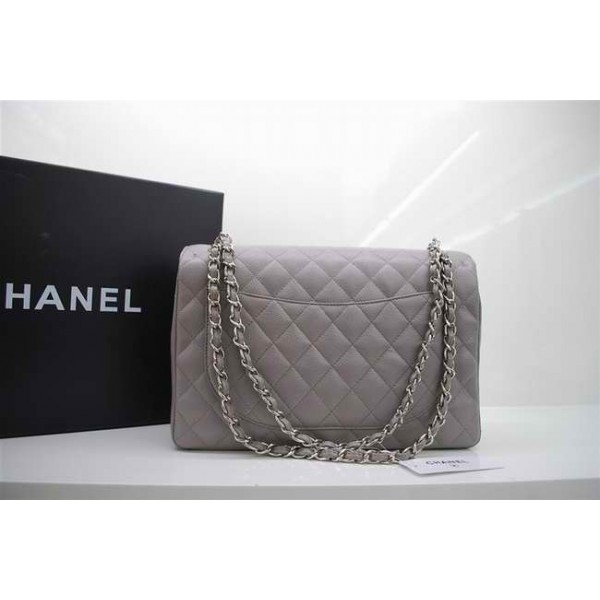 Chanel A47600 Grigio Caviar Leather Flap Borse Maxi Con Ecs