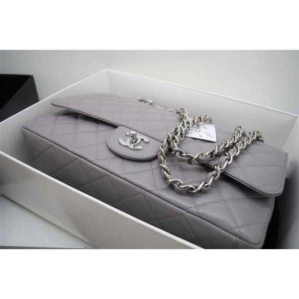 Chanel A47600 Grigio Caviar Leather Flap Borse Maxi Con Ecs