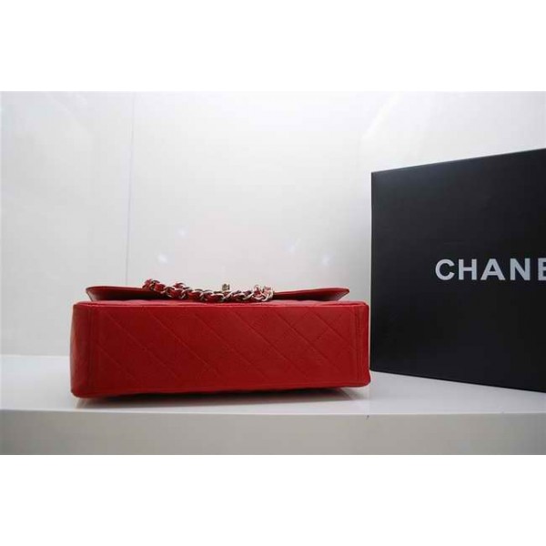 Chanel A47600 Red Caviar Leather Flap Borse Maxi Con Silver Hw