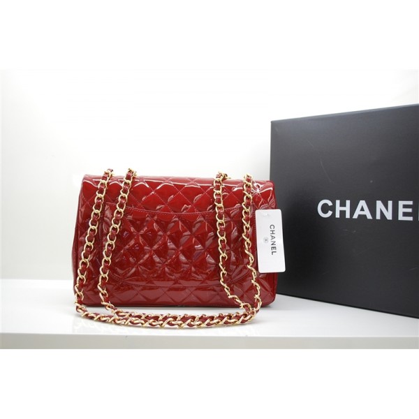 Chanel A47600 Red Patent Leather Borse Jumbo Flap Con Oro Hw