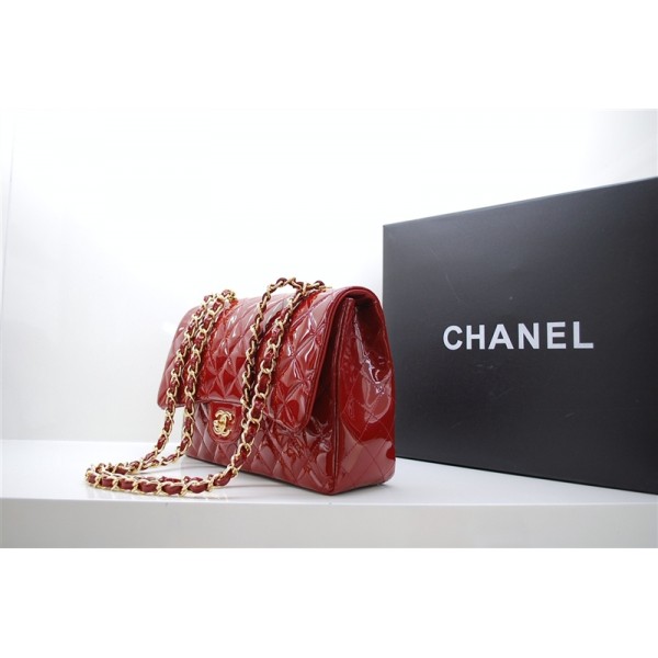 Chanel A47600 Red Patent Leather Borse Jumbo Flap Con Oro Hw