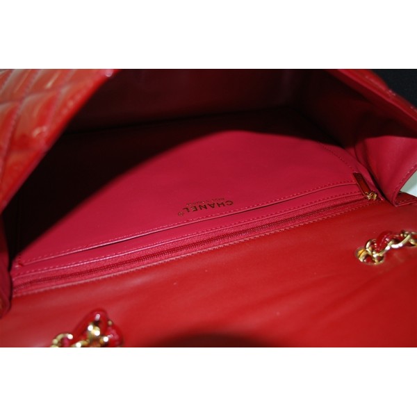 Chanel A47600 Red Patent Leather Borse Jumbo Flap Con Oro Hw