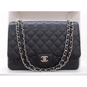 Chanel A47600 Y01588 94305 Pelle Nera Borse Caviale Con Shw