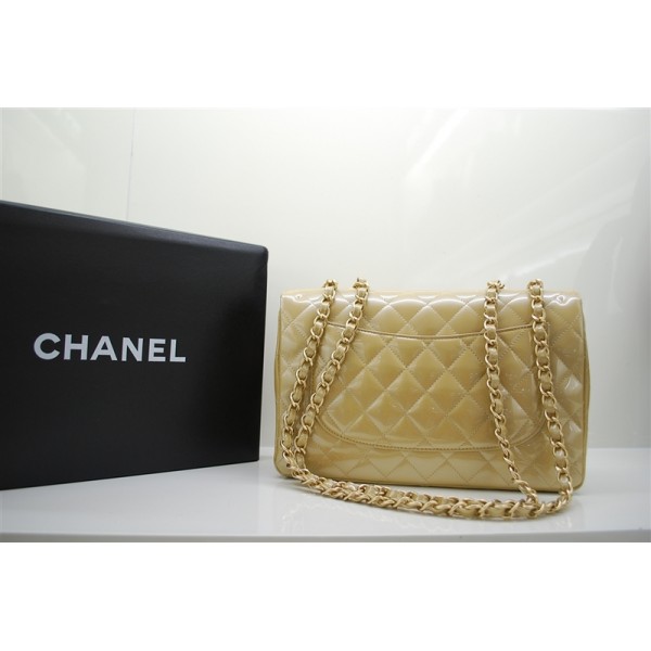 Chanel A47600 Brevetti Flap Bag In Pelle Oro Con Hw Oro Jumbo