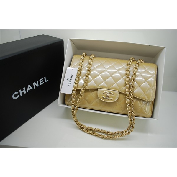 Chanel A47600 Brevetti Flap Bag In Pelle Oro Con Hw Oro Jumbo