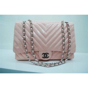 Chanel A48184 Classic Chevron Quilted Flap Borse Di Brevetto Ros