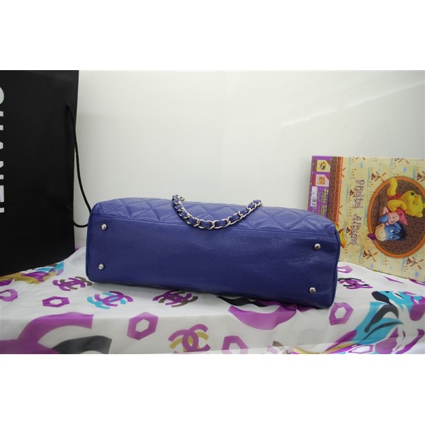 Chanel Timeless Cc 2010 Crystal Caviar Pelle Blu Borsa