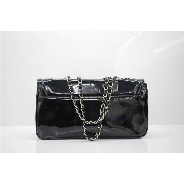 Rossetti Logo Doppia C Chanel Flap Borse Nero Con Brevetti Shw