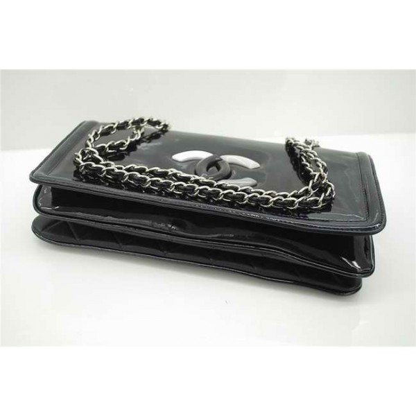 Rossetti Logo Doppia C Chanel Flap Borse Nero Con Brevetti Shw