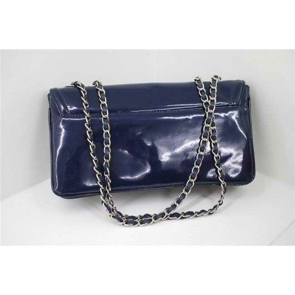 Rossetti Logo Doppia C Chanel Flap Borse In Vernice Blu Con Shw