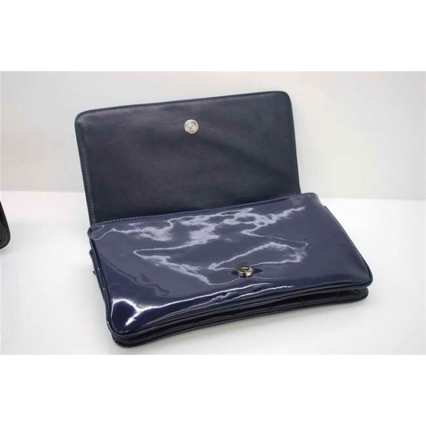 Rossetti Logo Doppia C Chanel Flap Borse In Vernice Blu Con Shw