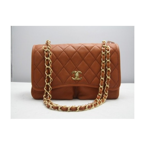 2011 Chanel Borse Flap Classic In Pelle Marrone Con Oro