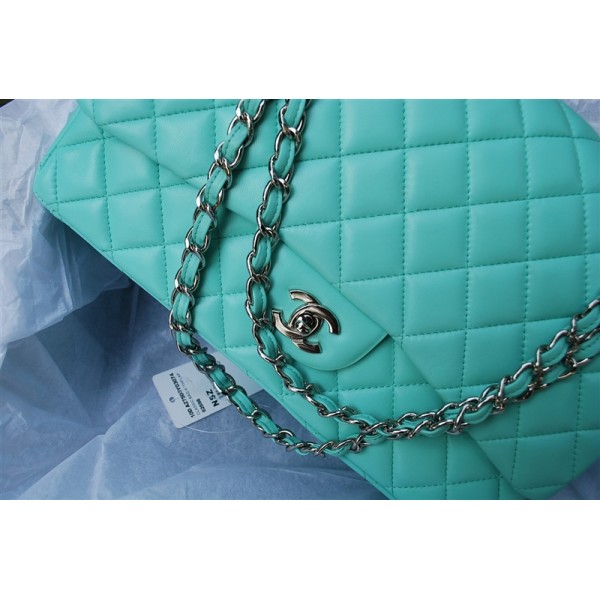 2011 Chanel Quilted Borse Pelle Blu Con Hardware Argento