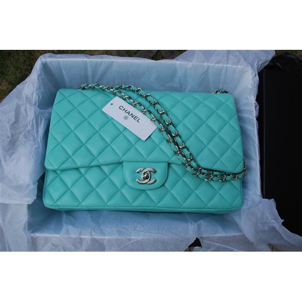 2011 Chanel Quilted Borse Pelle Blu Con Hardware Argento