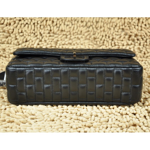 2011 New Chanel Quilted Agnello Flap Borse Nero Con Guncolor Hw