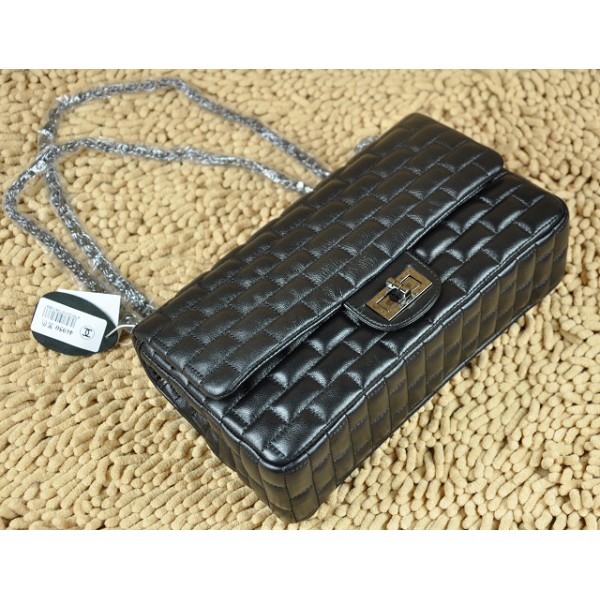 2011 New Chanel Quilted Agnello Flap Borse Nero Con Guncolor Hw