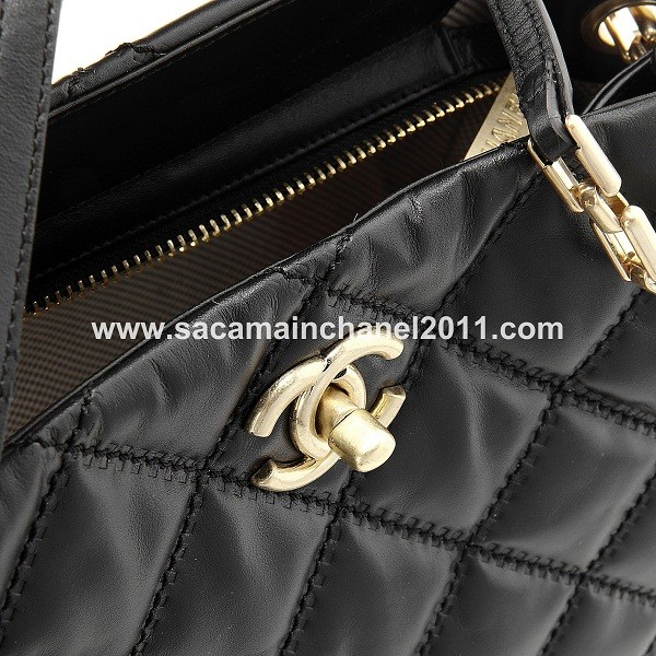 2011 New Chanel Quilted Black Leather Borse Piccoli