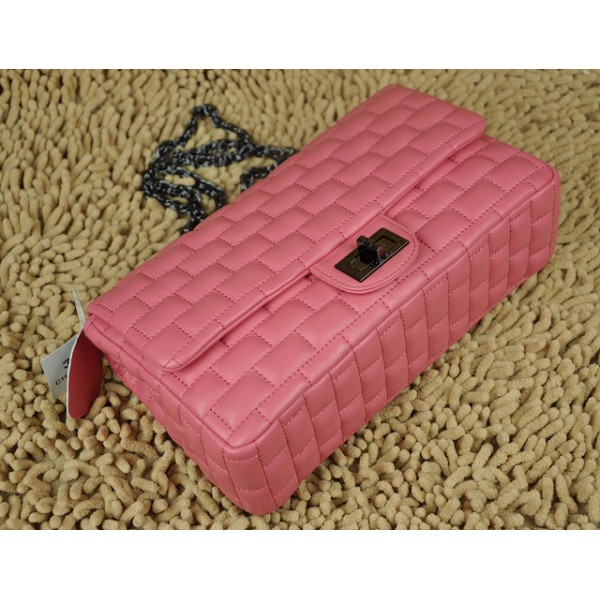 2011 New Chanel Quilted Flap Borse Pelle Di Agnello Rosa Con Gun