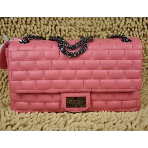 2011 New Chanel Quilted Flap Borse Pelle Di Agnello Rosa Con Gun