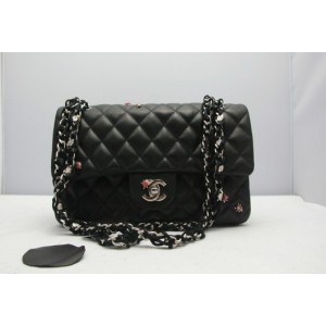 2011 Ultimo Chanel Borsa In Pelle Di Agnello Lembo Nero Decorato