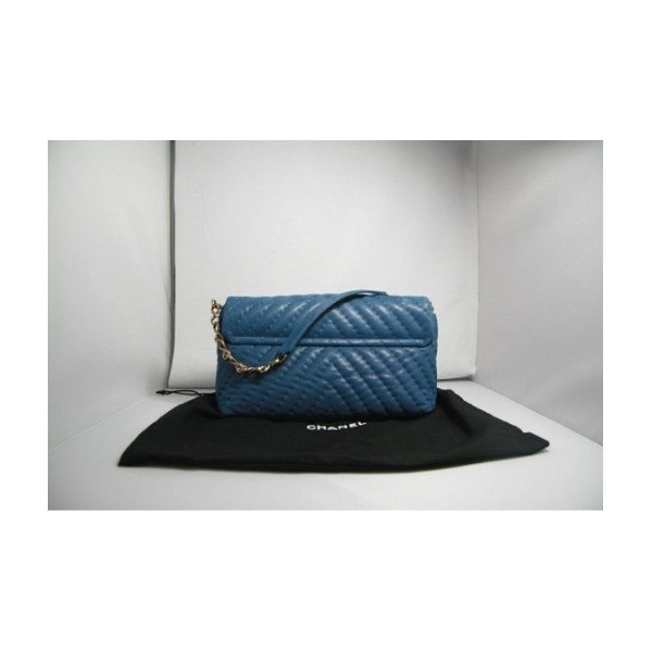 A50676 Chanel Classic Flap Borse Iridescente Blu Con Oro Hw