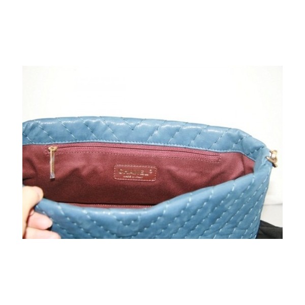 A50676 Chanel Classic Flap Borse Iridescente Blu Con Oro Hw