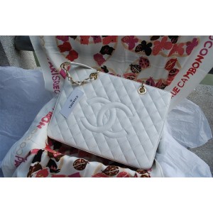 A50995 Chanel White Caviar Leather Shopping Bags Gst Con Ghw