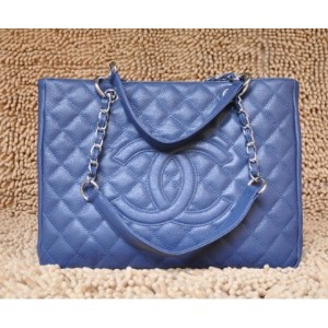 Blu Chanel A20995 Gst Classic Tote Grano Argento Hw