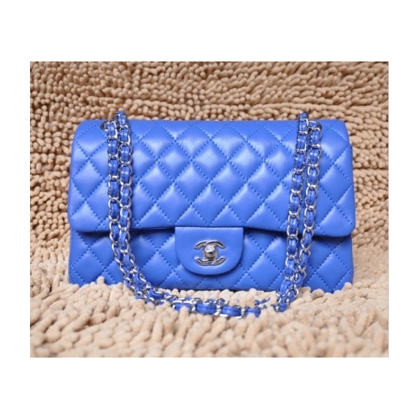 Borse Chanel A01112 Blue Classic Flap Pelle Di Agnello Con Shw